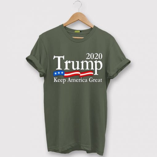 Trump 2020 Keep America Great USA Flag Green Army T shirts