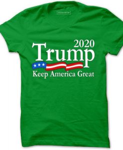 Trump 2020 Keep America Great USA Flag Light green T shirts