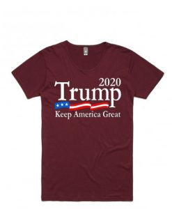 Trump 2020 Keep America Great USA Flag Maroon T shirts