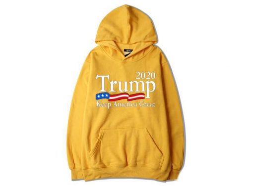 Trump 2020 Keep America Great USA Flag Yellow Hoodie