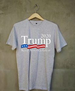 Trump 2020 Keep America Great USA Flag grey T shirts