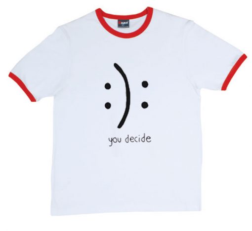 You Decide White Red Ringer Tee