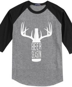 BEER SEASON Grey Black Raglan T shirts