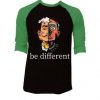 Be Different Black Green Raglan T shirts