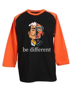 Be Different Black Orange Raglan T shirts