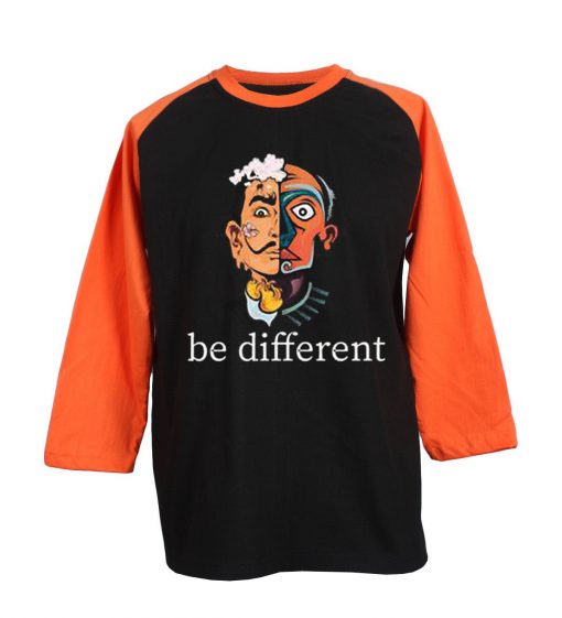 Be Different Black Orange Raglan T shirts