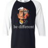 Be Different Black White Raglan T shirts