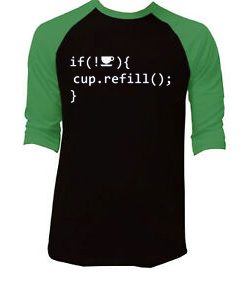 Coffee Refill Code Black Green Raglan T shirts