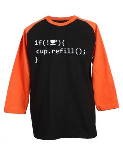 Coffee Refill Code Black Orange Raglan T shirts