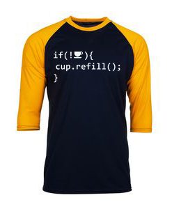 Coffee Refill Code Black Yellow Raglan T shirts