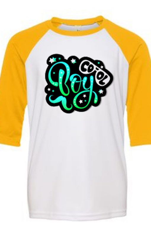 Cool Boy White Yellow Raglan T shirts