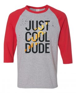 Cool Dude Light Grey Red Raglan T shirts