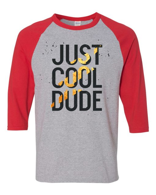 Cool Dude Light Grey Red Raglan T shirts