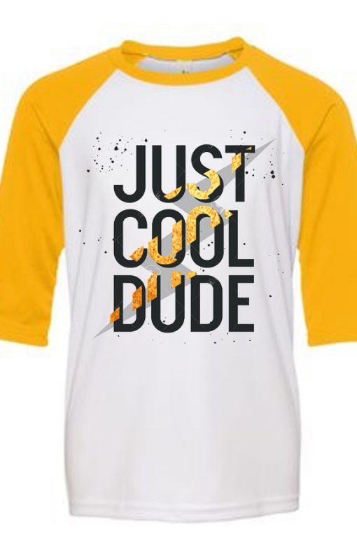 Cool Dude White Yellow Raglan T shirts