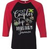 Couples Trip Double Date Jamaica Black Red Raglan T shirts