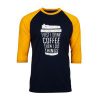 FIRST DRINK COFFEE Black Yellow Raglan T shirts