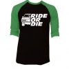 GO RIDE Black Green Raglan T shirts