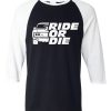 GO RIDE Black White Raglan T shirts