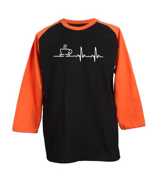 Graphic Coffee Black Orange Raglan T shirts