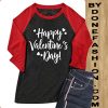 Happy Valentine Days Grey Red Raglan Tees