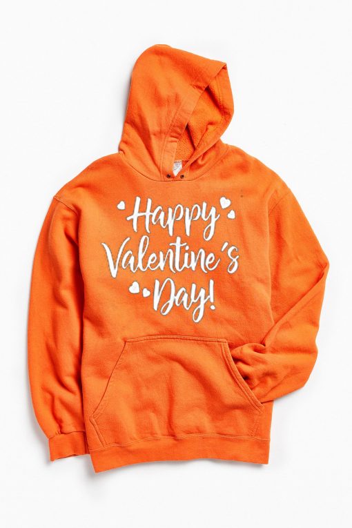 Happy Valentine Days Orange Hoodie