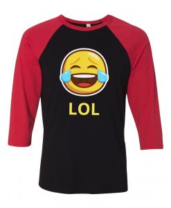 LOL Emoticon Black Red Raglan T shirts