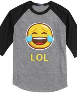 LOL Emticon Grey Black Raglan T shirts