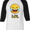 LOL Emticon Whie Black Raglan T shirts