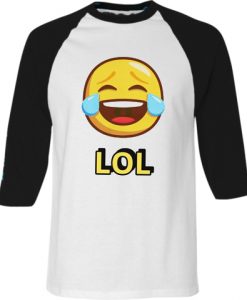 LOL Emticon Whie Black Raglan T shirts