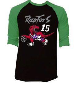 Toronto Raptors Vince Carter 15 Black Green Raglan T shirts