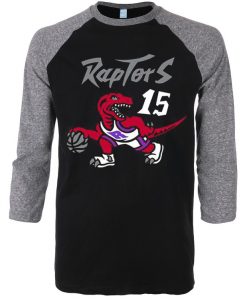 Toronto Raptors Vince Carter 15 Black Grey Raglan T shirts