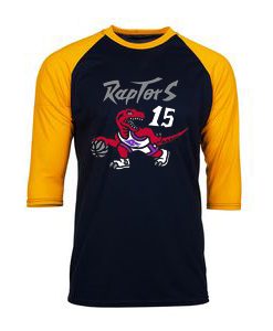 Toronto Raptors Vince Carter 15 Black Yellow Raglan T shirts