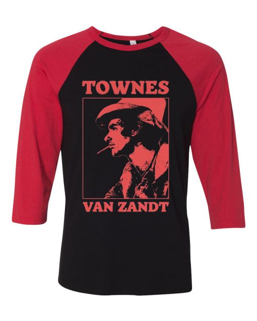 Townes Van Zandt Black Red Raglan T shirts