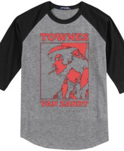 Townes Van Zandt Grey Black Raglan T shirts