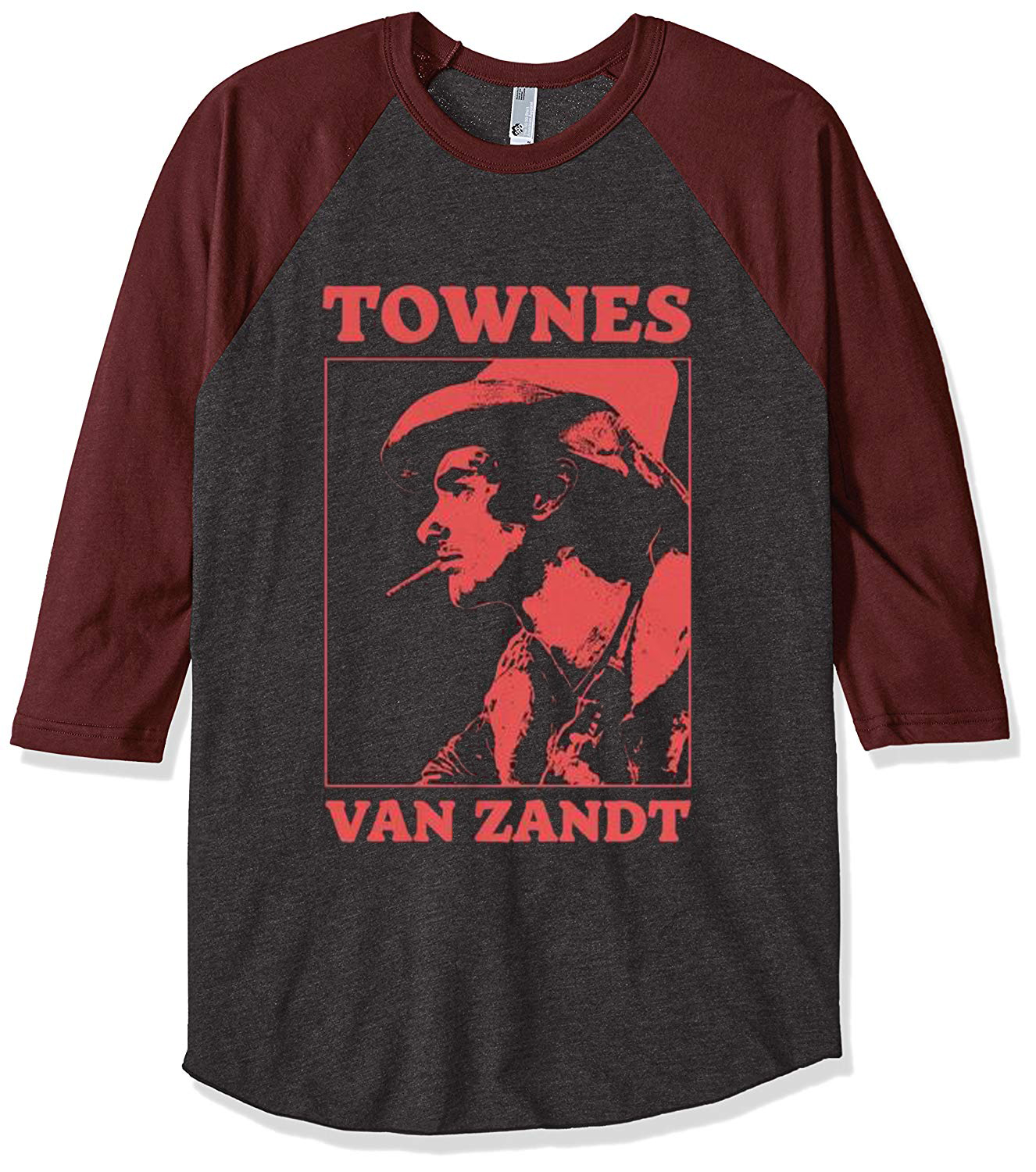 Townes Van Zandt Grey Brown Raglan T shirts