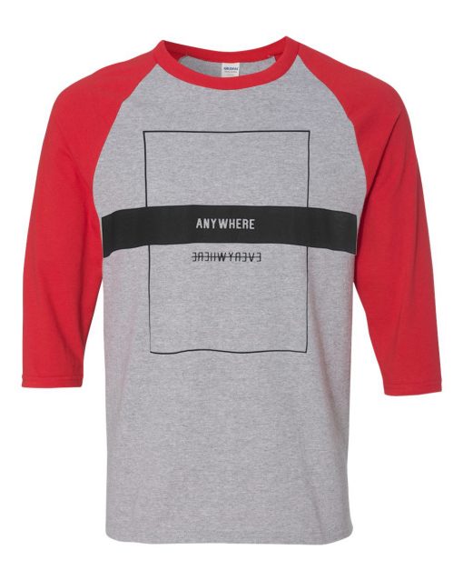 Anywhere Grey Red Raglan T shirts