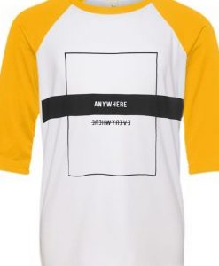 Anywhere White Yellow Raglan T shirts