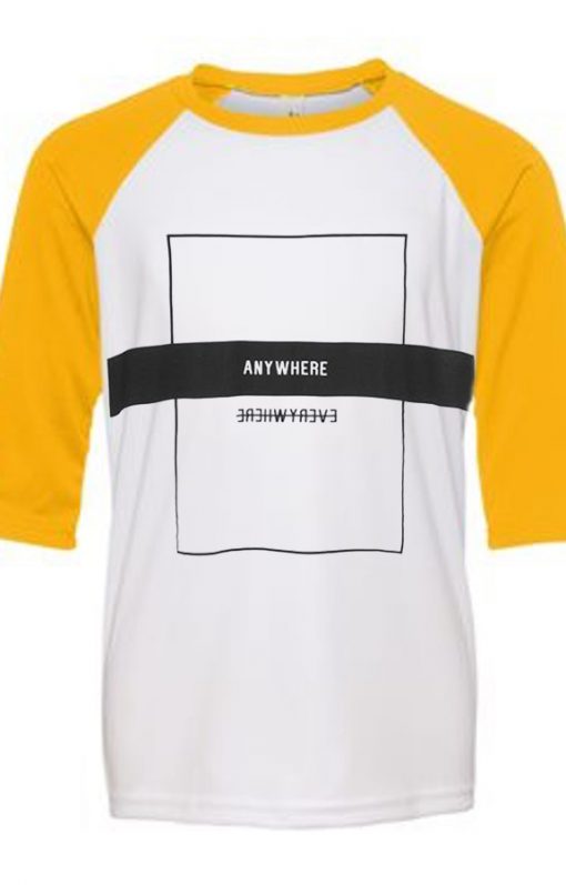 Anywhere White Yellow Raglan T shirts