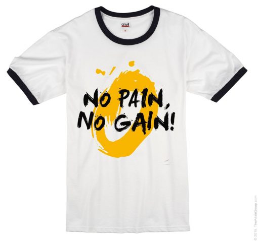 No Pain No Gain White Black Ringer T shirts