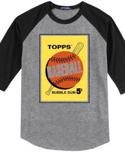 Topps Bubble Gum Card Grey Black Raglan T shirts