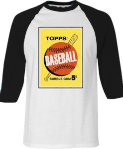 Topps Bubble Gum Card White Black Raglan T shirts