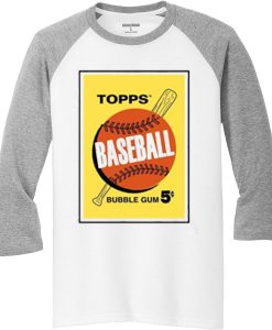 Topps Bubble Gum Card White Grey Raglan T shirts