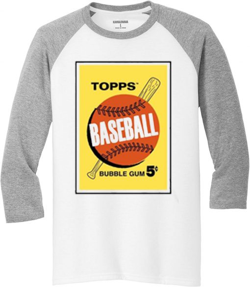 Topps Bubble Gum Card White Grey Raglan T shirts