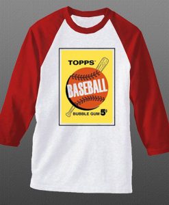 Topps Bubble Gum Card White Red Raglan T shirts