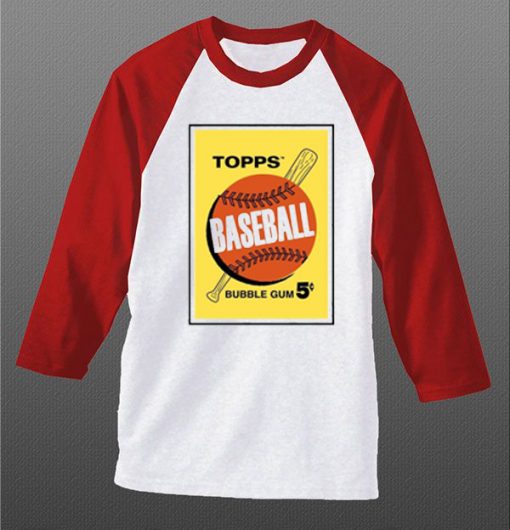 Topps Bubble Gum Card White Red Raglan T shirts