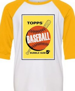 Topps Bubble Gum Card White Yellow Raglan T shirts