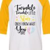 Twinkle Twinkle Little Star Keeper White Yellow RaglanT shirts