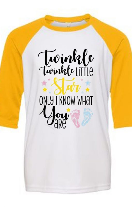 Twinkle Twinkle Little Star Keeper White Yellow RaglanT shirts