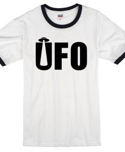 UFO White Black Ringer T shirts