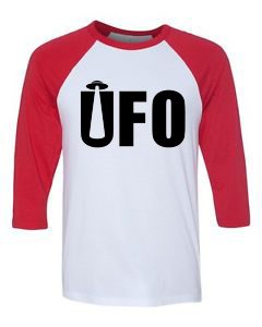 UFO White Red Raglan T shirts